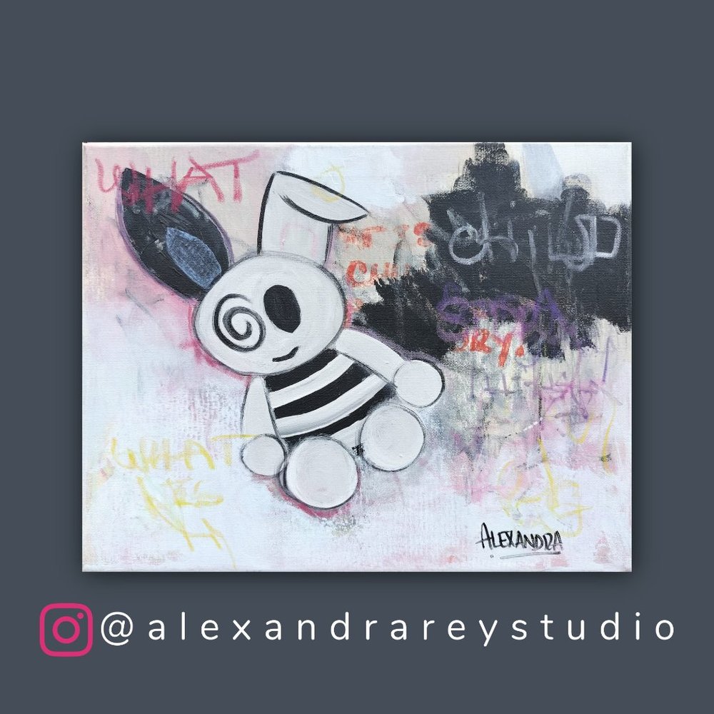 Rebel Bunny Acrylic Painting - Colorful, Expressionist Painting